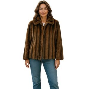 St. John Mob Wife Luxe Reversible Faux Fur Zip Up Jacket XL